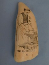 BLACKSMITH SCRIMSHAW TOOTH BY
