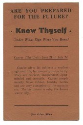 BLACKSTONE HOROSCOPE CARD.Blac