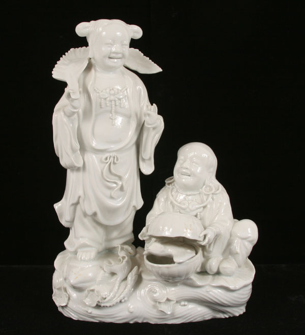 Blanc de chine figure; two women