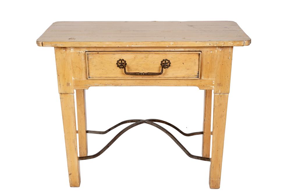 BLEACHED WOOD SIDE TABLEwith iron
