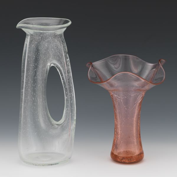 BLENKO ART GLASS PINK RUFFLED