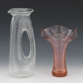 BLENKO ART GLASS PINK RUFFLED