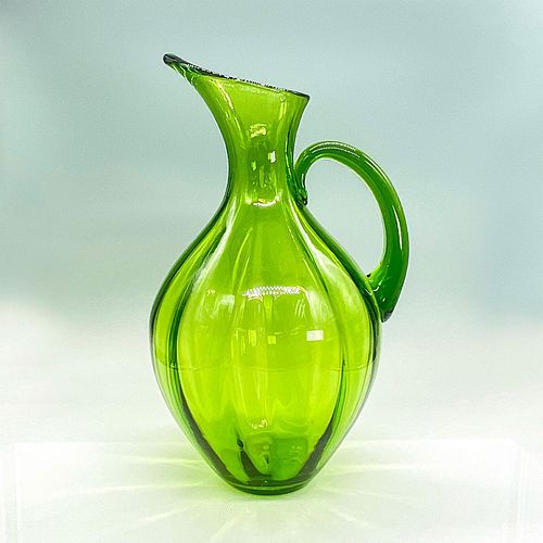 BLENKO GLASS PITCHER, OLIVE