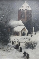 BLIZZARD IN CHURCH YARD, OIL O