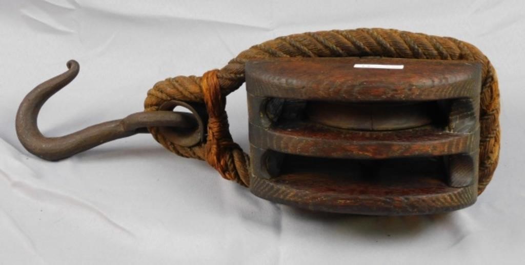 BLOCK AND TACKLE, OAK, IRON, AND