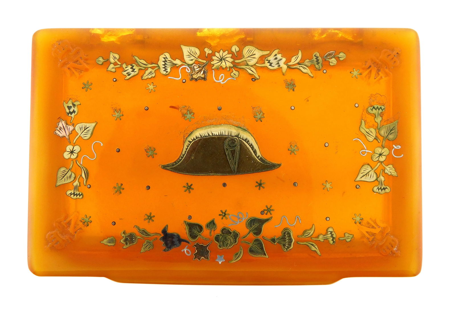 BLONDE HORN STAMP BOX WITH GOLD