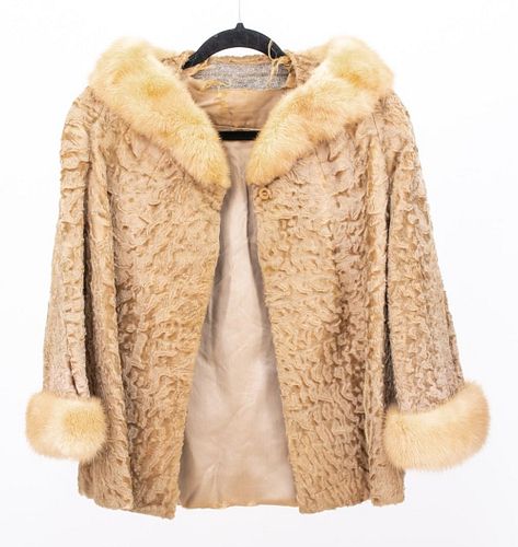 BLONDE PERSIAN LAMB COAT W/ WHITE