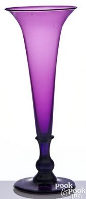 BLOWN AMETHYST GLASS TRUMPET V