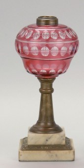BLOWN AND CUT GLASS OIL LAMP19