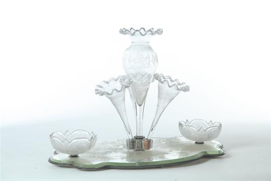 BLOWN AND ENGRAVED EPERGNE