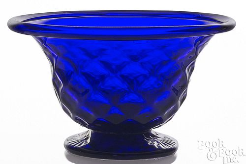 BLOWN COBALT BLUE GLASS FOOTED