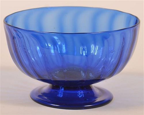 BLOWN COBALT BLUE RIBBED AND FOOTED