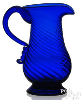 BLOWN COBALT GLASS FOOTED SWIR