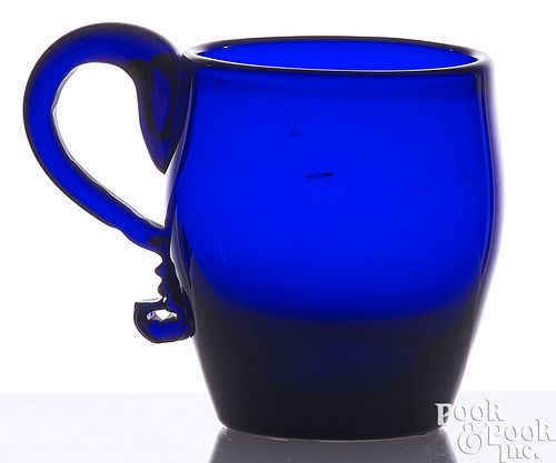 BLOWN COBALT GLASS MINIATURE MUG,