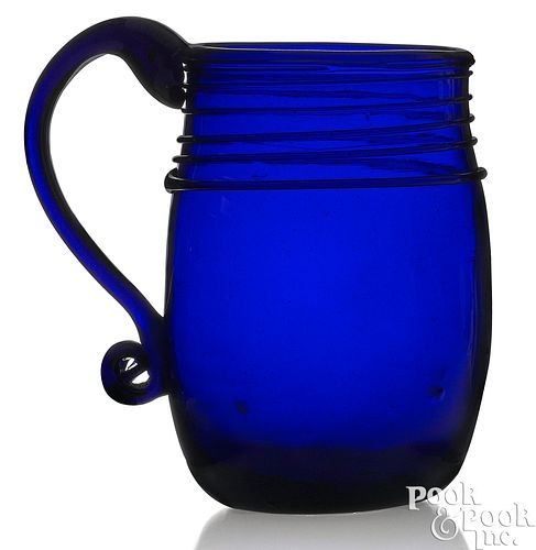 BLOWN COBALT GLASS MUG, LATE 18TH