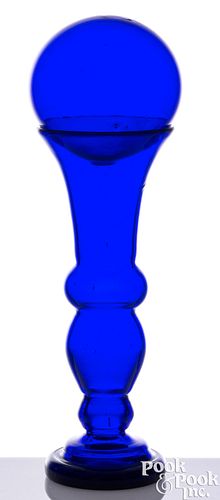 BLOWN COBALT GLASS WITCH BALL ON