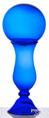 BLOWN COBALT GLASS WITCH BALL