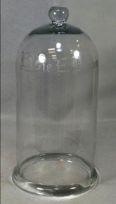 Blown glass bell dome, engrave