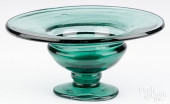 BLOWN GLASS DEEP GREEN FOOTED