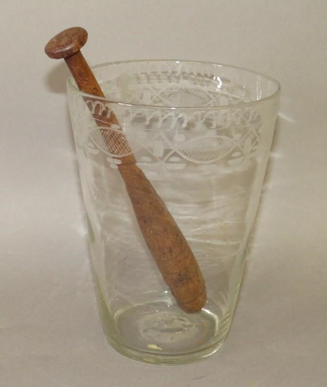 BLOWN GLASS ENGRAVED FLIP AND
