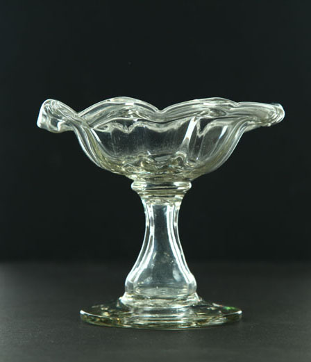BLOWN GLASS FOOTED DISH.  American
