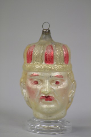 BLOWN GLASS INDIAN HEAD ORNAMENT
