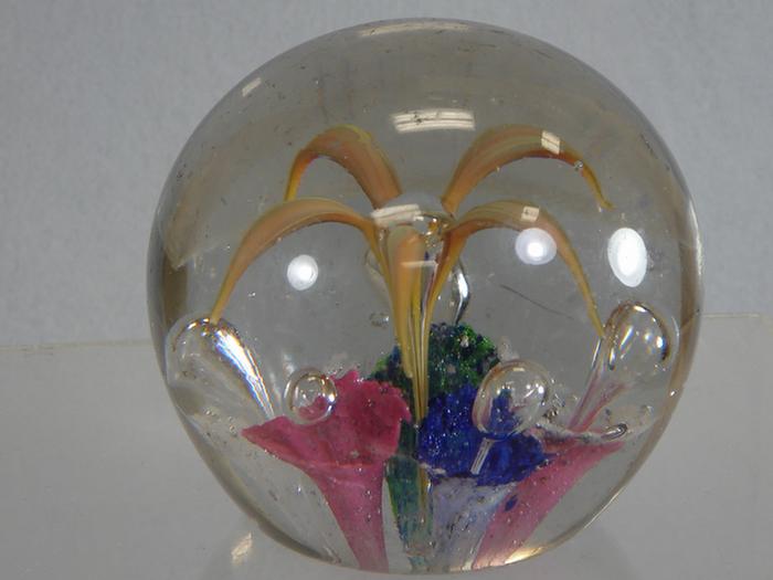 Blown glass paperweight, lily