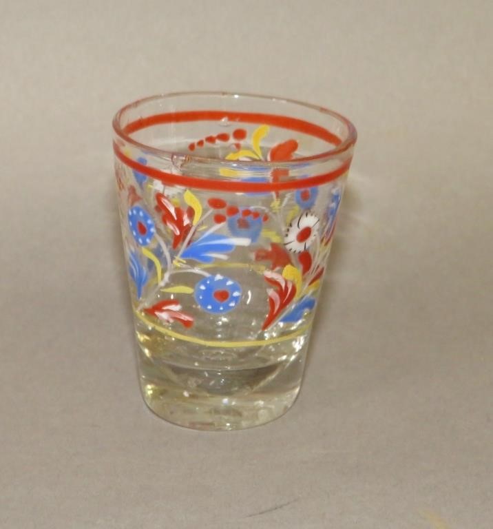BLOWN GLASS STIEGEL TYPE ENAMELED