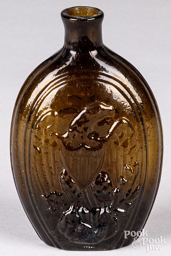 BLOWN OLIVE GLASS EAGLE AND