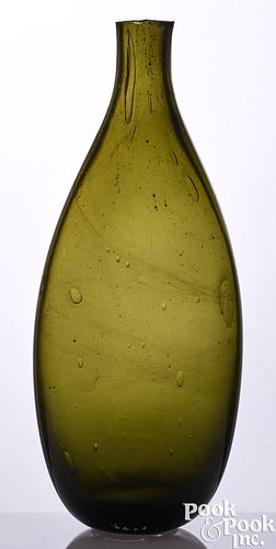 BLOWN OLIVE GREEN GLASS SADDLE