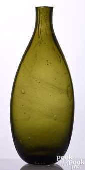 BLOWN OLIVE GREEN GLASS SADDLE