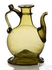 BLOWN PALE OLIVE GREEN GLASS F