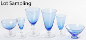 BLUE AND CLEAR GLASS STEMWARE<