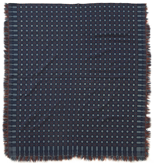 Blue and red overshot woven