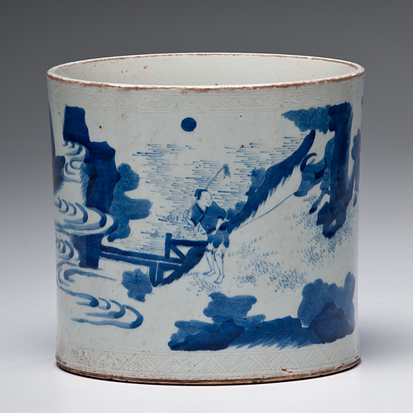 Blue and White Chinese Brush Pot
