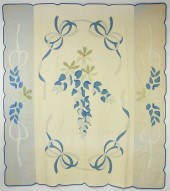 BLUE AND WHITE FLORAL APPLIQUE