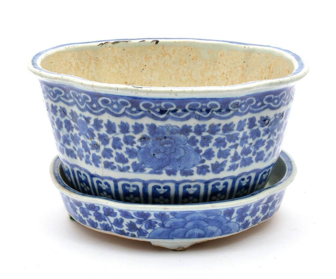 BLUE AND WHITE FLORAL DECORATED