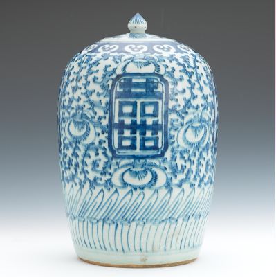 Blue and White Glazed Ginger Jar