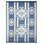 BLUE AND WHITE HAND KNOTTED WO