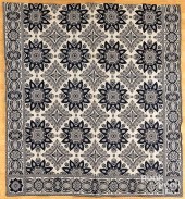 BLUE AND WHITE JACQUARD COVERL