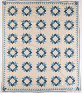 BLUE AND WHITE PATCHWORK QUILT