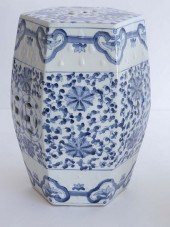 BLUE AND WHITE PORCELAIN HEXAG
