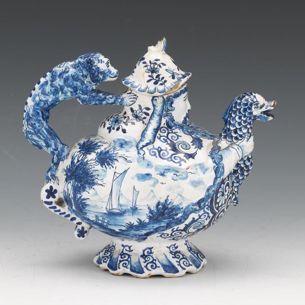 BLUE AND WHITE PORCELAIN TEAPOT
