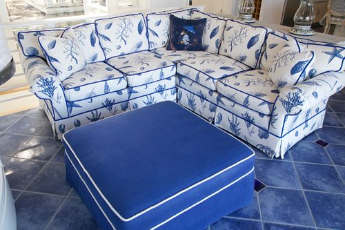 BLUE AND WHITE SEASHELL, CORAL,