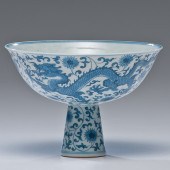 Blue and White Stem Bowl Chine