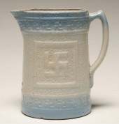 Blue and white stoneware; salt