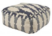 BLUE AND WHITE UPHOLSTERED POU