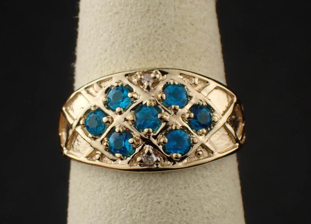 BLUE APATITE, DIAMOND AND YELLOW