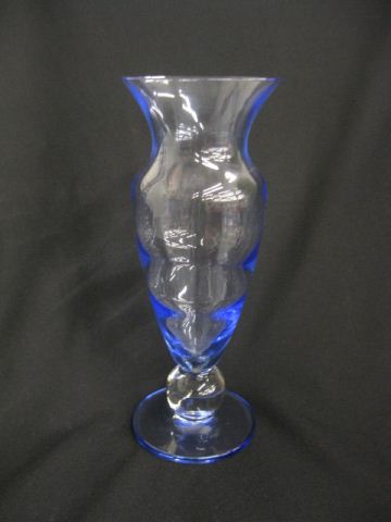 Blue Art Glass Vase clear ball base