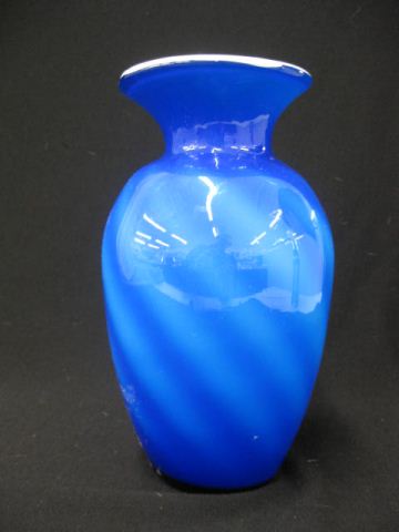 Blue Art Glass Vase swirl design